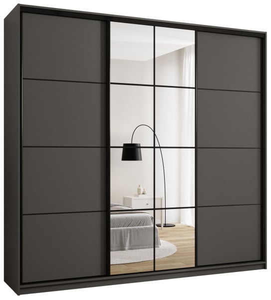 Szafa przesuwna z lustrem 250 cm EDGE MAX grafit 671398