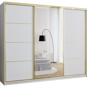 Szafa przesuwna z lustrem 250 cm GOLD NEW mat biały 248943