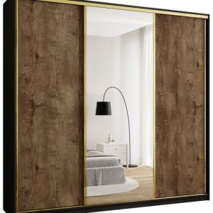 Szafa przesuwna z lustrem 250 cm GOLD NEW MAX wysoka szafa do sypialni 671475