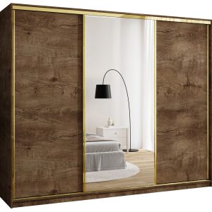 Szafa przesuwna z lustrem 250 cm GOLD NEW trzydrzwiowa szafa z szufladami 671458