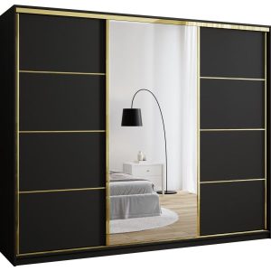 Szafa przesuwna z lustrem 250 cm GOLD NEW trzydrzwiowa szafa z szufladami 671513