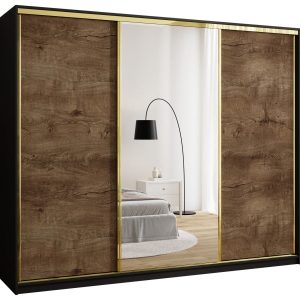 Szafa przesuwna z lustrem 250 cm GOLD NEW trzydrzwiowa szafa z szufladami 671516