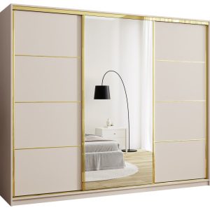 Szafa przesuwna z lustrem 250 cm GOLD NEW trzydrzwiowa szafa z szufladami 671375