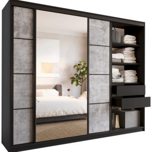 Szafa przesuwna z lustrem 250 cm LOFT Beton matowa 527351