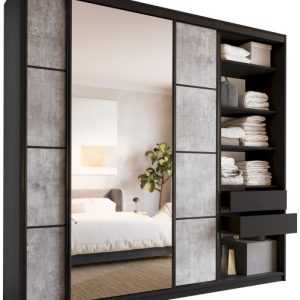 Szafa przesuwna z lustrem 250 cm LOFT MAX z półkami 527192