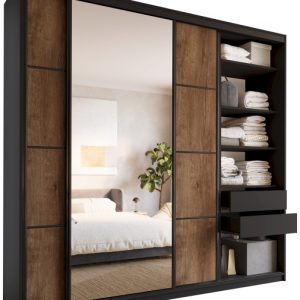 Szafa przesuwna z lustrem 250 cm LOFT MAX z półkami 527232