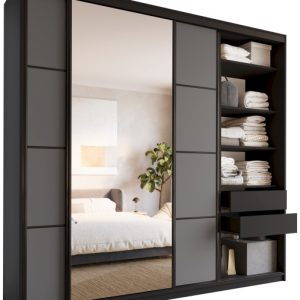 Szafa przesuwna z lustrem 250 cm LOFT MAX z półkami 527159
