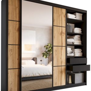 Szafa przesuwna z lustrem 250 cm LOFT MAX z półkami 527240