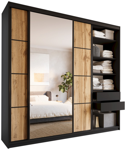 Szafa przesuwna z lustrem 250 cm LOFT MAX z półkami 527240