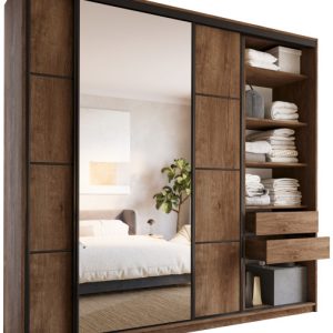 Szafa przesuwna z lustrem 250 cm LOFT MAX z półkami 527316