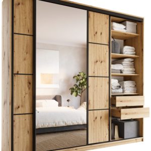 Szafa przesuwna z lustrem 250 cm LOFT MAX z półkami 527337 Szafa przesuwna z lustrem 250 cm LOFT MAX z półkami 527337