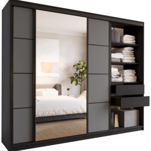 Szafa przesuwna z lustrem 250 cm LOFT z półkami 527291 Szafa przesuwna z lustrem 250 cm LOFT z półkami 527291