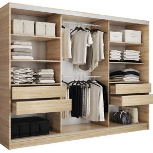 Szafa przesuwna z lustrem 250 cm TOP dąb sonoma 245592 Szafa przesuwna z lustrem 250 cm TOP dąb sonoma 245592