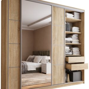 Szafa przesuwna z lustrem 250 cm TOP MAX dąb sonoma 245609 Szafa przesuwna z lustrem 250 cm TOP MAX dąb sonoma 245609