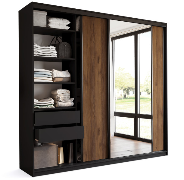 Szafa przesuwna z lustrem 250 LOFT MAX orzech 972361