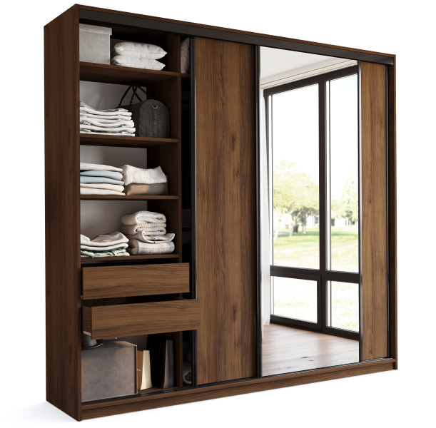 Szafa przesuwna z lustrem 250 LOFT MAX orzech 972337