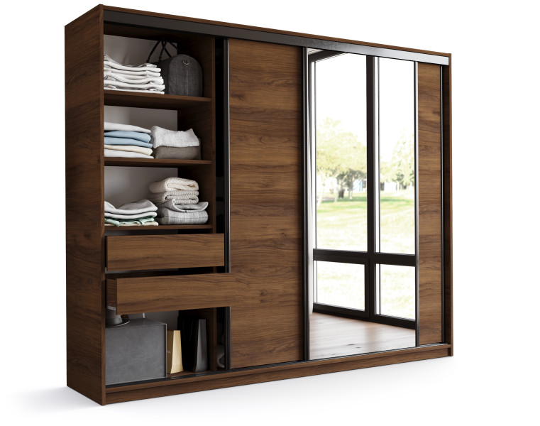 Szafa przesuwna z lustrem 250 LOFT orzech 970219