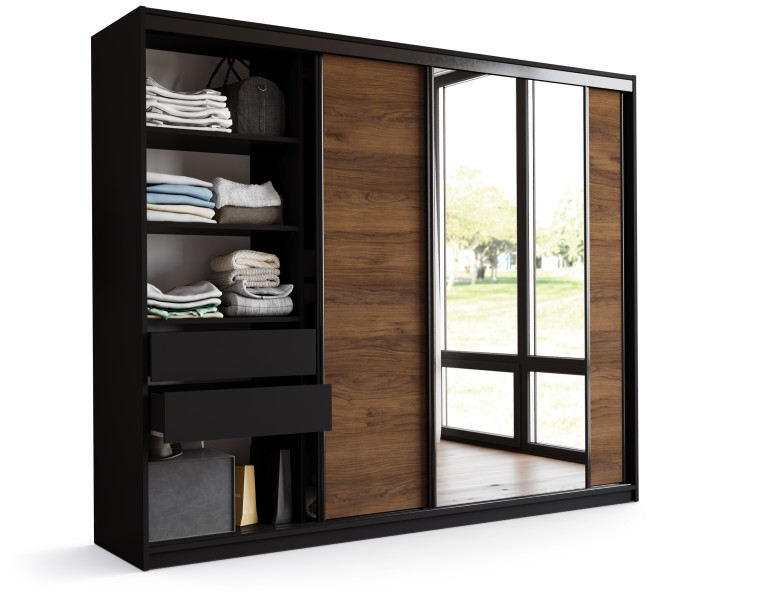Szafa przesuwna z lustrem 250 LOFT orzech 970208