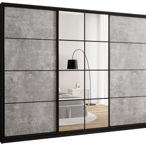 Szafa przesuwna z lustrem 280 cm EDGE beton 671409