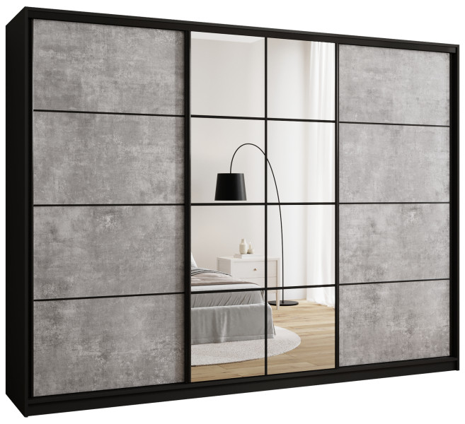 Szafa przesuwna z lustrem 280 cm EDGE beton 671409