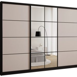 Szafa przesuwna z lustrem 280 cm EDGE beżowa 671413