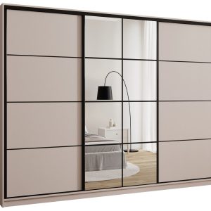 Szafa przesuwna z lustrem 280 cm EDGE beżowa 671344