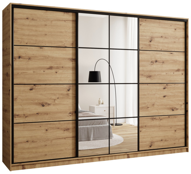 Szafa przesuwna z lustrem 280 cm EDGE dąb artisan 671479