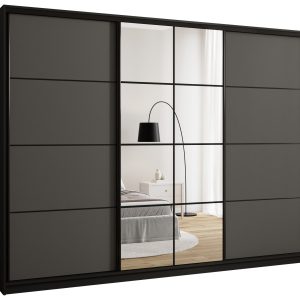Szafa przesuwna z lustrem 280 cm EDGE grafit 671355