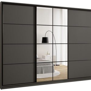 Szafa przesuwna z lustrem 280 cm EDGE grafitowa 671346