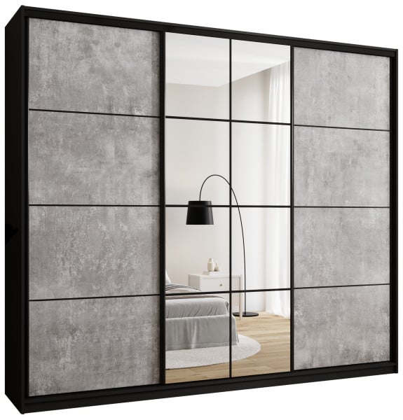 Szafa przesuwna z lustrem 280 cm EDGE MAX beton 671503