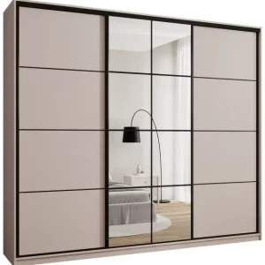 Szafa przesuwna z lustrem 280 cm EDGE MAX beżowa 671387