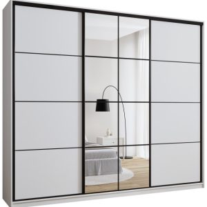 Szafa przesuwna z lustrem 280 cm EDGE MAX biała 671499