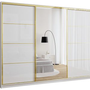 Szafa przesuwna z lustrem 280 cm GOLD NEW biel drążki 248971