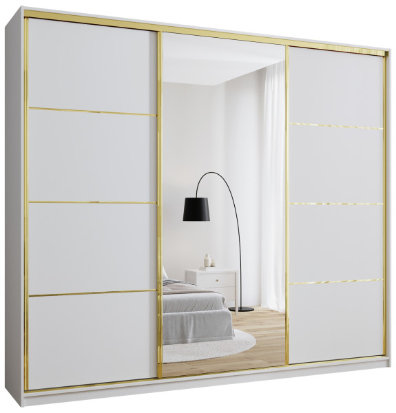 Szafa przesuwna z lustrem 280 cm GOLD NEW MAX wysoka szafa do sypialni 671431