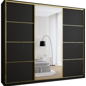 Szafa przesuwna z lustrem 280 cm GOLD NEW MAX wysoka szafa do sypialni 671459