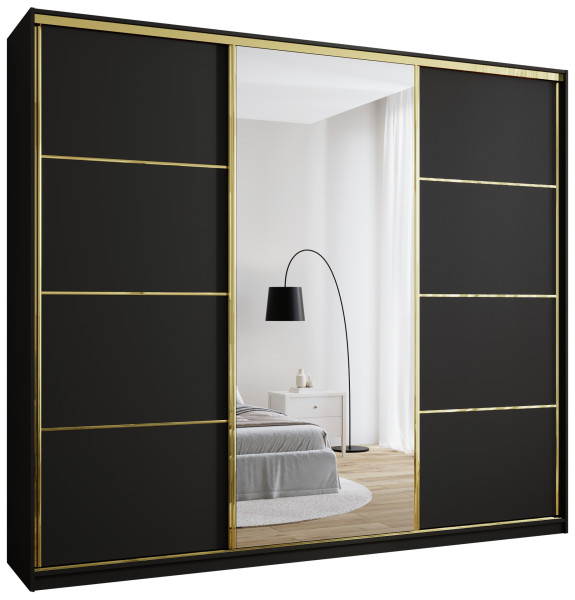 Szafa przesuwna z lustrem 280 cm GOLD NEW MAX wysoka szafa do sypialni 671459