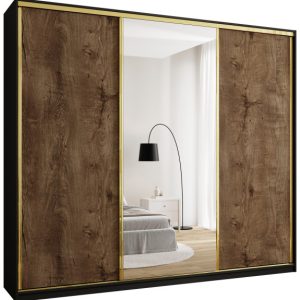 Szafa przesuwna z lustrem 280 cm GOLD NEW MAX wysoka szafa do sypialni 671465