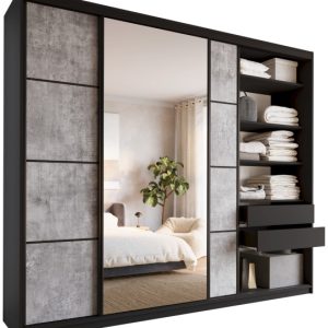 Szafa przesuwna z lustrem 280 cm LOFT MAX beton 527241 Szafa przesuwna z lustrem 280 cm LOFT MAX beton 527241