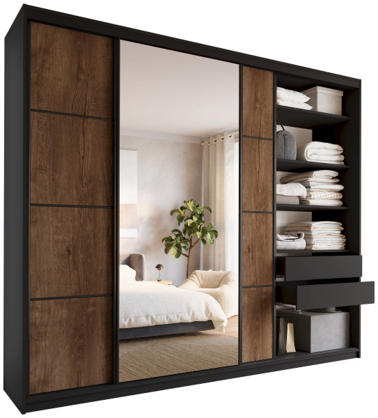 Szafa przesuwna z lustrem 280 cm LOFT MAX z półkami 787770