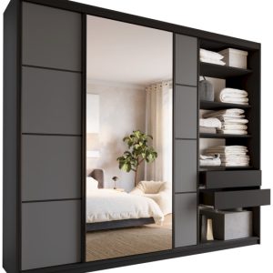 Szafa przesuwna z lustrem 280 cm LOFT MAX z półkami 527257 Szafa przesuwna z lustrem 280 cm LOFT MAX z półkami 527257