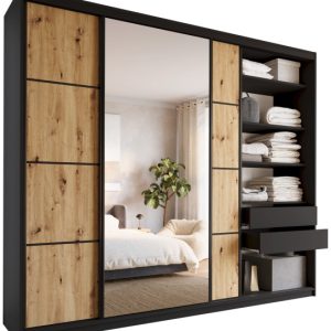 Szafa przesuwna z lustrem 280 cm LOFT MAX z półkami 787771 Szafa przesuwna z lustrem 280 cm LOFT MAX z półkami 787771