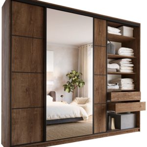 Szafa przesuwna z lustrem 280 cm LOFT MAX z półkami 787772 Szafa przesuwna z lustrem 280 cm LOFT MAX z półkami 787772