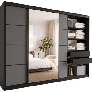 Szafa przesuwna z lustrem 280 cm LOFT z półkami 527367 Szafa przesuwna z lustrem 280 cm LOFT z półkami 527367