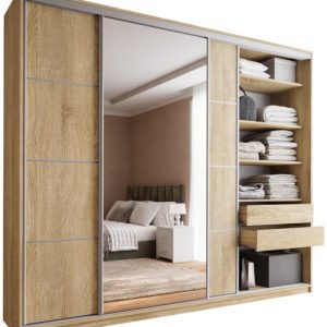 Szafa przesuwna z lustrem 280 cm TOP MAX dąb sonoma 245810 Szafa przesuwna z lustrem 280 cm TOP MAX dąb sonoma 245810