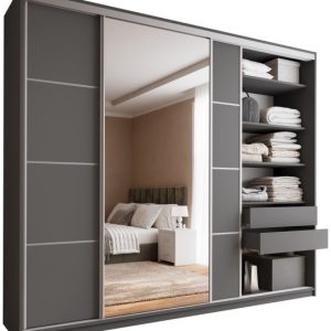 Szafa przesuwna z lustrem 280 cm TOP MAX grafit 245808 Szafa przesuwna z lustrem 280 cm TOP MAX grafit 245808