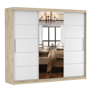 Szafa przesuwna z lustrem Alba 250 Dąb Artisan/Biały mat 732157 Szafa przesuwna z lustrem Alba 250 Dąb Artisan/Biały mat 732157