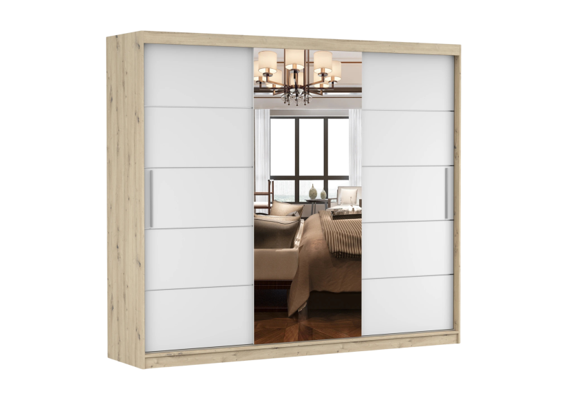 Szafa przesuwna z lustrem Alba 250 Dąb Artisan/Biały mat 732157