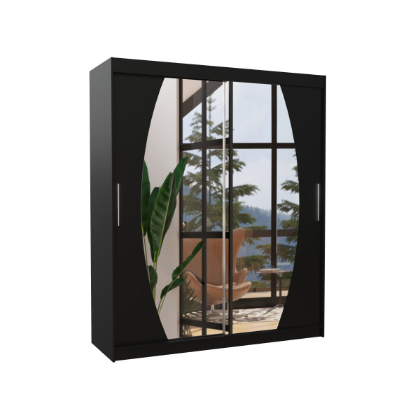 Szafa przesuwna z lustrem BALTIMORE 180 Black 1018665