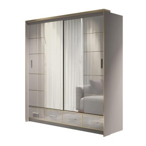 Szafa przesuwna z lustrem BENCH LED 203 / szary+szary połysk 325007