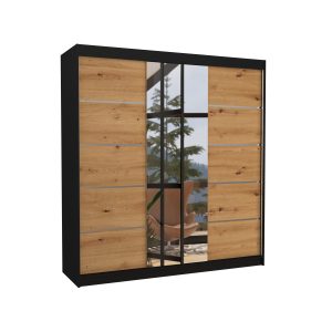 Szafa przesuwna z lustrem BERGEN 200 Black 1018231 Szafa przesuwna z lustrem BERGEN 200 Black 1018231